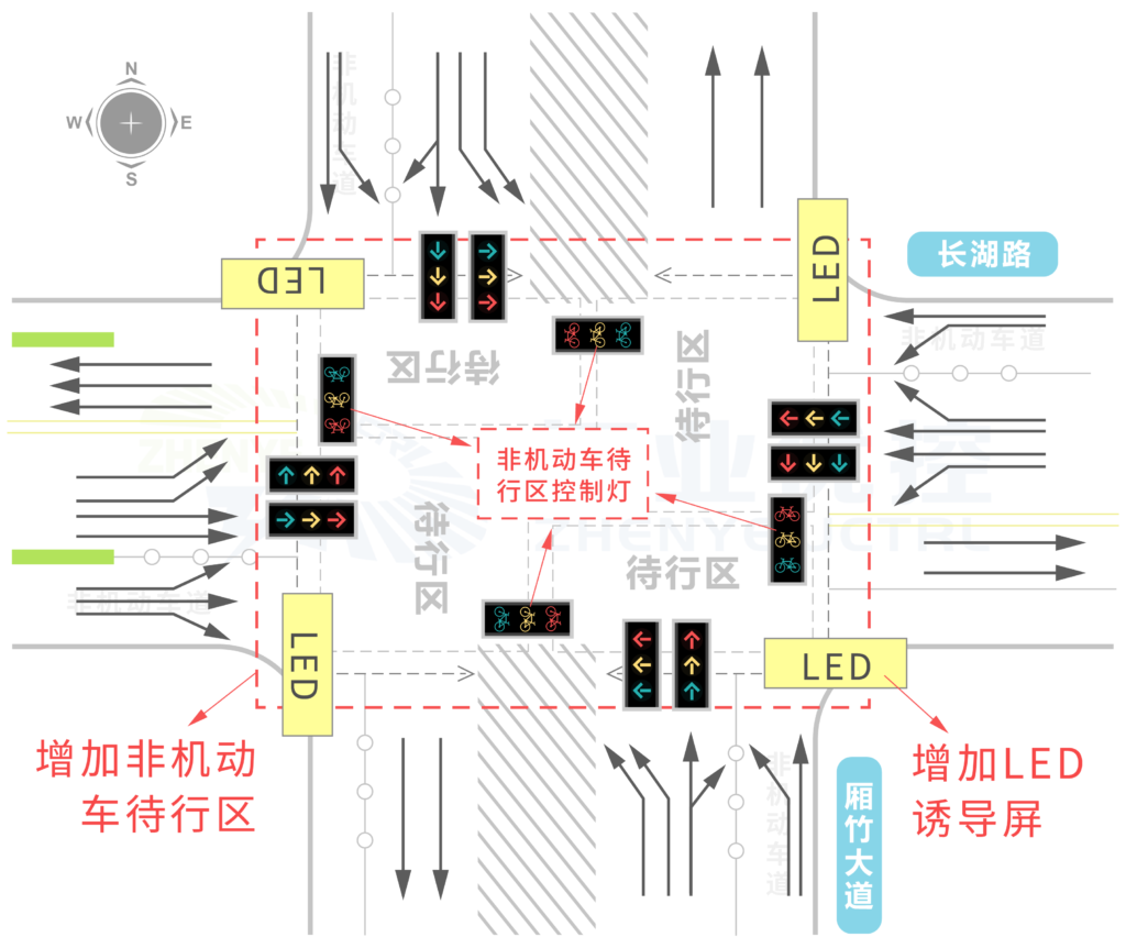 圖1 長湖—廂竹路口優(yōu)化方案設計