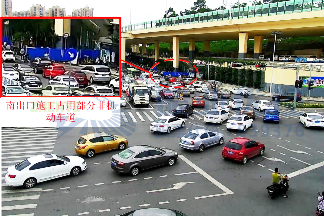 圖4 中華路-園湖路路口南出口整改前圍擋情況