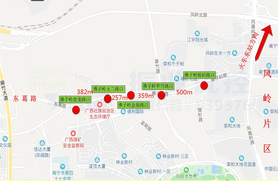 圖1 佛子嶺路協(xié)調(diào)路段各路口分布