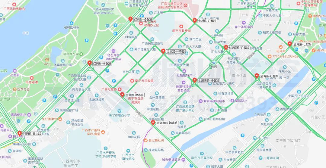 圖1  瑯西片區(qū)協(xié)調優(yōu)化路口分布圖