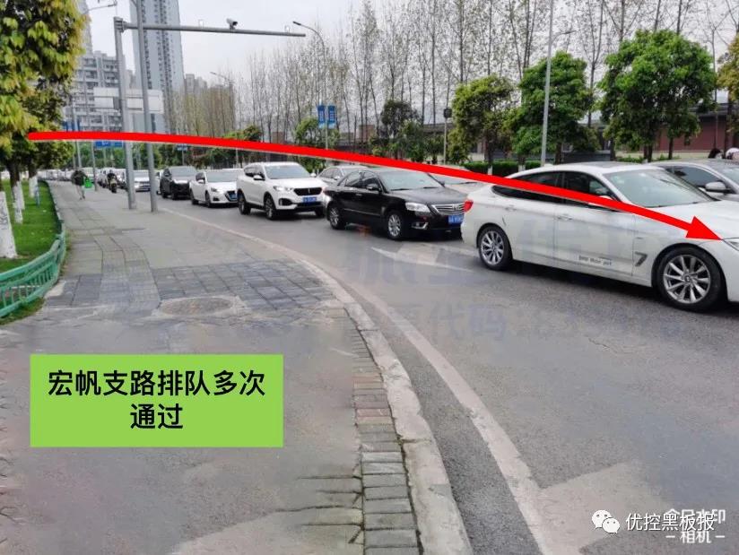 圖4 宏帆支路車輛排隊現(xiàn)象