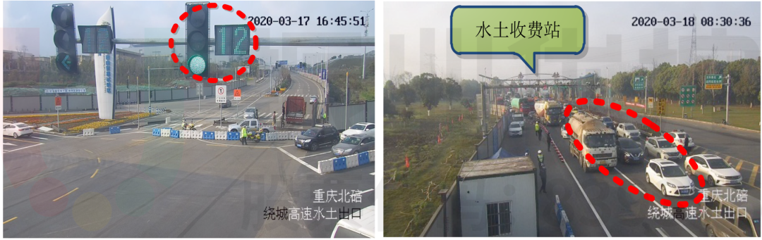 圖4 異型路口車輛回溢現象(優(yōu)化前)