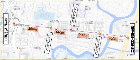 圖2 黎明西路信號燈路段分布圖