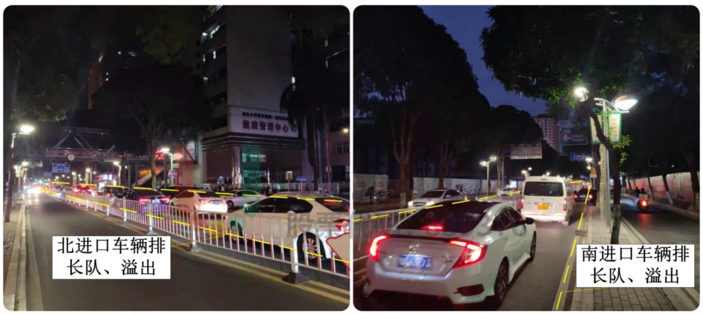 圖19 南、北進(jìn)口排長(zhǎng)隊(duì)、溢出現(xiàn)象
