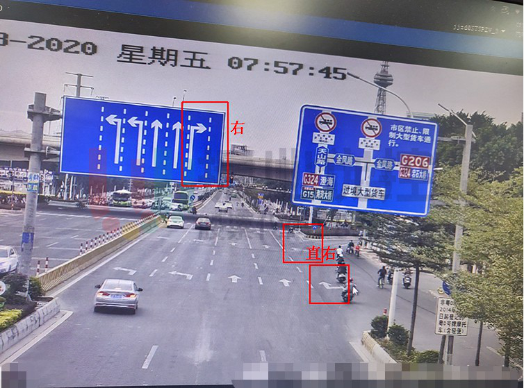 圖6 北進(jìn)口車道指示牌與地面車道標(biāo)線不一致