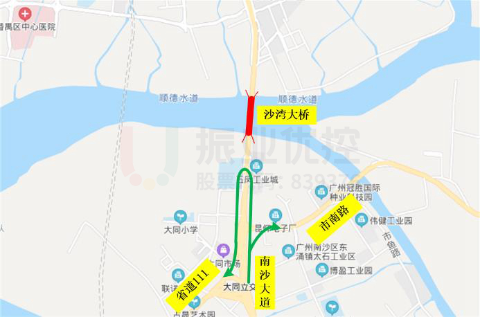 圖10 沙灣大橋南往北車(chē)流繞行設(shè)計(jì)