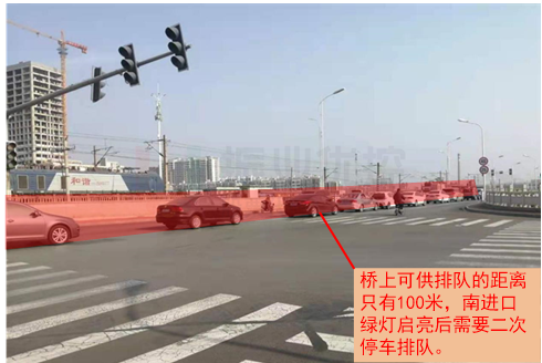 圖5 南進口排隊情況（優(yōu)化前）