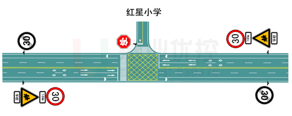 圖6 學校門口網狀線設置示例圖