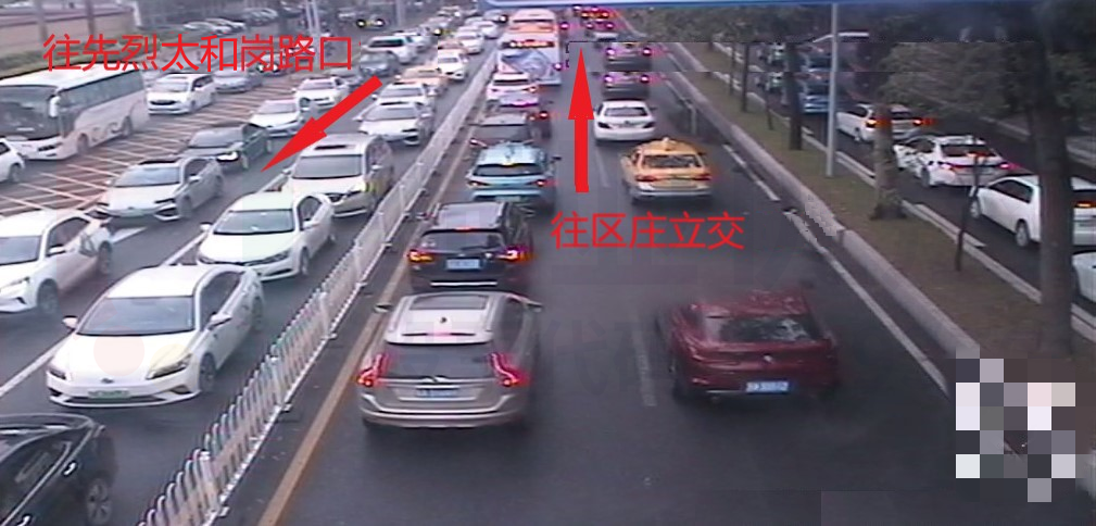 圖3 先烈路-太和崗路口南進(jìn)口、出口車流排隊(duì)情況