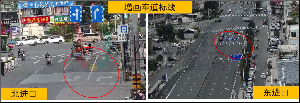 圖7 優(yōu)化后東、北進(jìn)口車道標(biāo)線